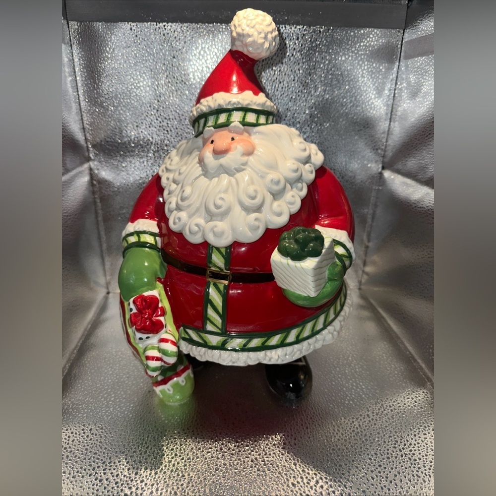 Fitz And Floyd Santa Holiday Stocking stuffer Christmas Cookie Jar